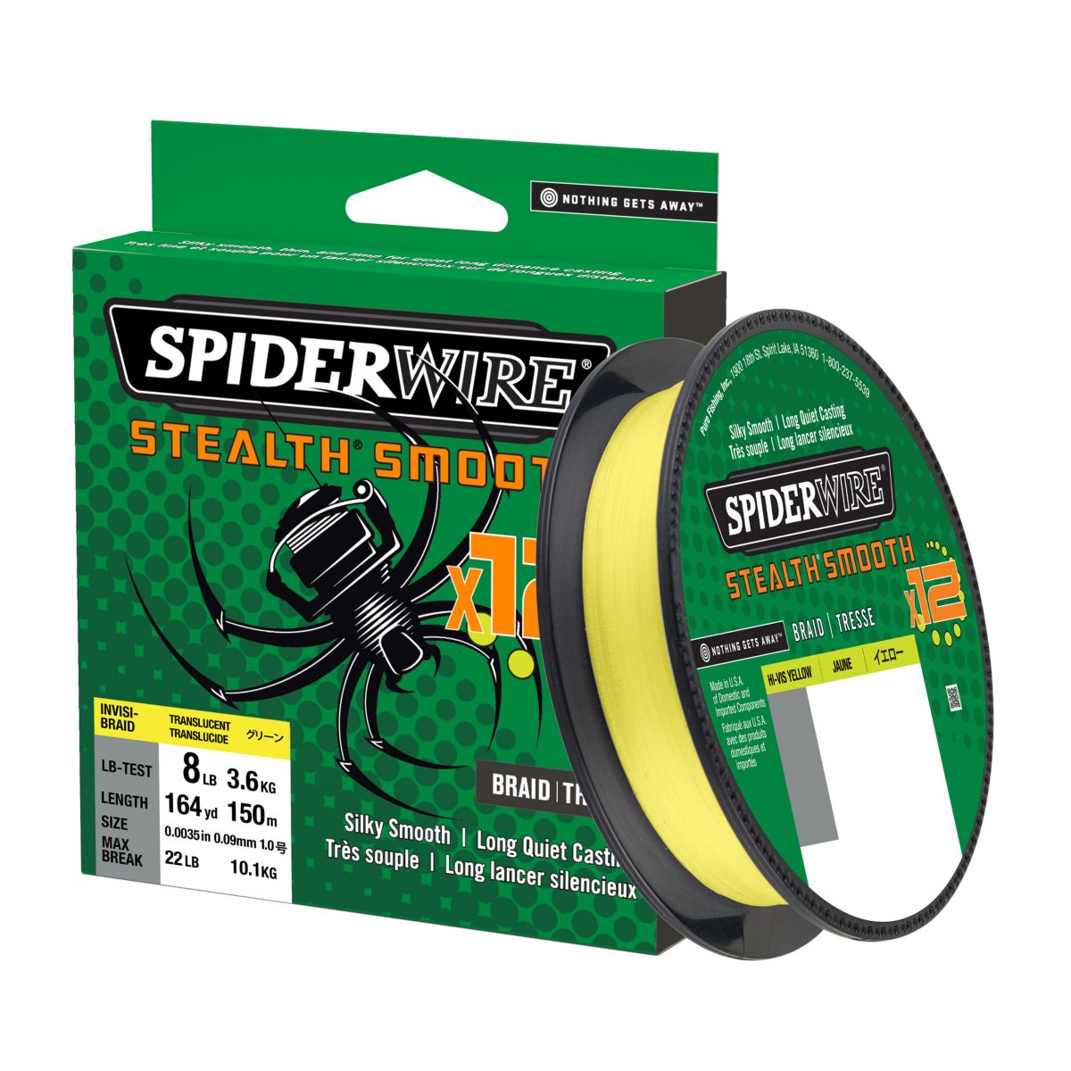 SPIDERWIRE STEALTH SMOOTH12 HI-VIS ŽLUTÁ 150M 0,07MM 6KG